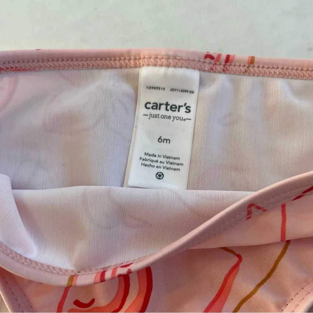 Carter's Just One You 2pc Set Pink Flamingo Floral‎ Rashguard Swim Size 6 Months